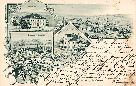 Datei:AK-Hermannsthal-Franz-Appelts-Kunstmuehle-Bahnhof-Volksschule.jpg