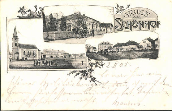 Datei:AK-Schoenhof-Krasn-Dv-367-r-Kirche-und-Wohnhaeuser-des-Ortes.jpg